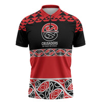 New Zealand Rugby Pacific Custom Zipper Polo Shirt Whatumoana Maori Kowhaiwhai Pattern LT9 Blue - Polynesian Pride