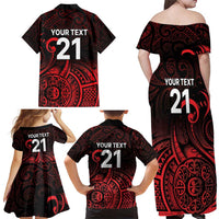New Zealand Rugby Pacific Custom Family Matching Off Shoulder Maxi Dress and Hawaiian Shirt Whatumoana Maori Tribal Tattoo LT9 - Polynesian Pride