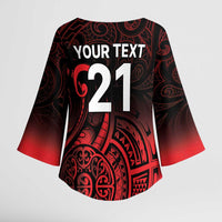 New Zealand Rugby Pacific Custom Kimono Sleeve Blouse Whatumoana Maori Tribal Tattoo LT9 - Polynesian Pride