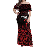 New Zealand Rugby Pacific Custom Off Shoulder Maxi Dress Whatumoana Maori Tribal Tattoo LT9 Women Gold - Polynesian Pride