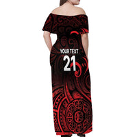 New Zealand Rugby Pacific Custom Off Shoulder Maxi Dress Whatumoana Maori Tribal Tattoo LT9 - Polynesian Pride