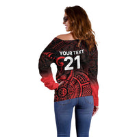 New Zealand Rugby Pacific Custom Off Shoulder Sweater Whatumoana Maori Tribal Tattoo LT9 - Polynesian Pride