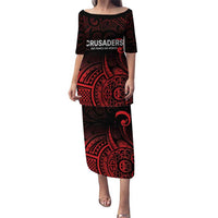 New Zealand Rugby Pacific Custom Puletasi Whatumoana Maori Tribal Tattoo LT9 Long Dress Gold - Polynesian Pride