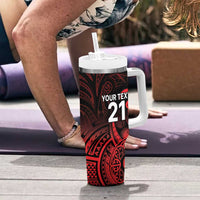 New Zealand Rugby Pacific Custom Tumbler With Handle Whatumoana Maori Tribal Tattoo LT9 - Polynesian Pride