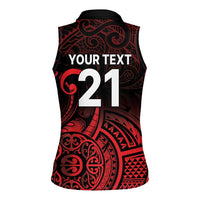 New Zealand Rugby Pacific Custom Women Sleeveless Polo Shirt Whatumoana Maori Tribal Tattoo LT9 - Polynesian Pride