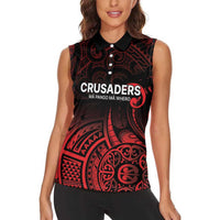 New Zealand Rugby Pacific Custom Women Sleeveless Polo Shirt Whatumoana Maori Tribal Tattoo LT9 - Polynesian Pride
