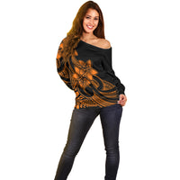 Polynesian Pride Plumeria Flowers Off Shoulder Sweater Polynesian Tribal Gold Vibe LT9 - Polynesian Pride