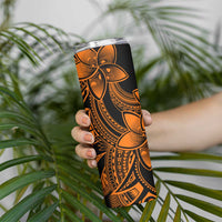 Polynesian Tribal Plumeria Flowers Skinny Tumbler Gold Vibe LT9 - Polynesian Pride