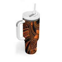 Polynesian Tribal Plumeria Flowers Tumbler With Handle Gold Vibe