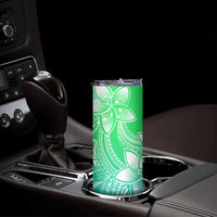 Polynesian Tribal Plumeria Flowers Skinny Tumbler Gradient Green Vibe LT9 - Polynesian Pride