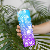 Polynesian Tribal Plumeria Flowers Skinny Tumbler Gradient Purple Vibe LT9 - Polynesian Pride