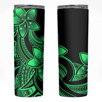 Polynesian Tribal Plumeria Flowers Skinny Tumbler Green Vibe LT9 Green - Polynesian Pride