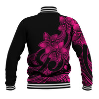 Polynesian Pride Plumeria Flowers Baseball Jacket Polynesian Tribal Pink Vibe LT9 - Polynesian Pride