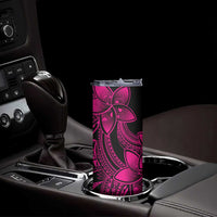 Polynesian Tribal Plumeria Flowers Skinny Tumbler Pink Vibe LT9 - Polynesian Pride