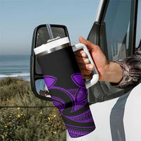 Polynesian Tribal Plumeria Flowers Tumbler With Handle Purple Vibe