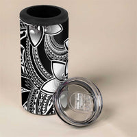 Polynesian Tribal Plumeria Flowers 4 in 1 Can Cooler Tumbler Black Vibe LT9 - Polynesian Pride