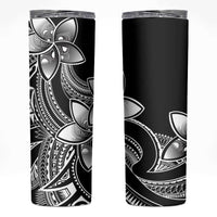 Polynesian Tribal Plumeria Flowers Skinny Tumbler Black Vibe LT9 Black - Polynesian Pride