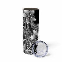 Polynesian Tribal Plumeria Flowers Skinny Tumbler Black Vibe LT9 - Polynesian Pride