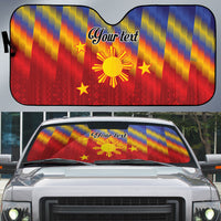 Personalized Philippines Eight Rays Sun Auto Sun Shade Traditional Filipino Igorot Pattern Motif LT9 Red - Polynesian Pride