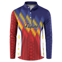 Personalized Philippines Eight Rays Sun Button Sweatshirt Traditional Filipino Igorot Pattern Motif LT9 Red - Polynesian Pride
