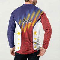 Personalized Philippines Eight Rays Sun Button Sweatshirt Traditional Filipino Igorot Pattern Motif LT9 - Polynesian Pride