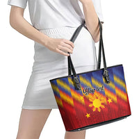 Personalized Philippines Eight Rays Sun Leather Tote Bag Traditional Filipino Igorot Pattern Motif LT9 - Polynesian Pride