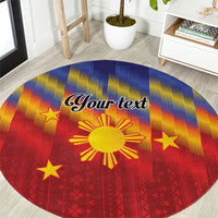 Personalized Philippines Eight Rays Sun Round Carpet Traditional Filipino Igorot Pattern Motif LT9 Red - Polynesian Pride