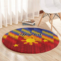 Personalized Philippines Eight Rays Sun Round Carpet Traditional Filipino Igorot Pattern Motif LT9 - Polynesian Pride