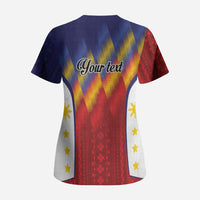 Personalized Philippines Eight Rays Sun Scrub Top Traditional Filipino Igorot Pattern Motif LT9 - Polynesian Pride