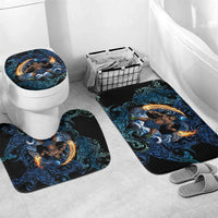 Samoa Siva Afi Bathroom Set Fireknife Fire Dance Pacific Tribal Motif LT9 Mat Set Only (3 pcs) One Size Blue - Polynesian Pride