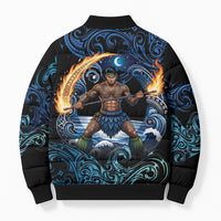 Samoa Siva Afi Bomber Puffer Jacket Fireknife Fire Dance Pacific Tribal Motif LT9 - Polynesian Pride