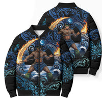 Samoa Siva Afi Bomber Puffer Jacket Fireknife Fire Dance Pacific Tribal Motif LT9 - Polynesian Pride