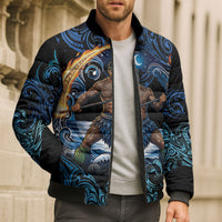 Samoa Siva Afi Bomber Puffer Jacket Fireknife Fire Dance Pacific Tribal Motif LT9 - Polynesian Pride
