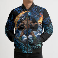 Samoa Siva Afi Bomber Puffer Jacket Fireknife Fire Dance Pacific Tribal Motif LT9 - Polynesian Pride
