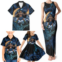 Samoa Siva Afi Family Matching Tank Maxi Dress and Hawaiian Shirt Fireknife Fire Dance Pacific Tribal Motif LT9 - Polynesian Pride