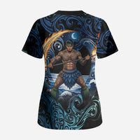 Samoa Siva Afi Scrub Top Fireknife Fire Dance Pacific Tribal Motif LT9 - Polynesian Pride