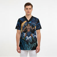 Samoa Siva Afi Scrub Top Fireknife Fire Dance Pacific Tribal Motif LT9 - Polynesian Pride