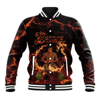 Samoa Siva Afi Dance Fireknife Baseball Jacket Polynesian Heritage Fire Dance LT9 Unisex Black - Polynesian Pride