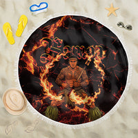 Samoa Siva Afi Dance Fireknife Beach Blanket Polynesian Heritage Fire Dance LT9 One Size 150cm Black - Polynesian Pride