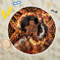 Samoa Siva Afi Dance Fireknife Beach Blanket Samoan Tribal Motif Dancing in the Fire LT9 One Size 150cm Red - Polynesian Pride