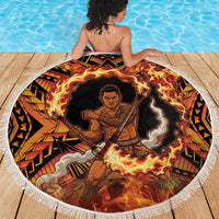 Samoa Siva Afi Dance Fireknife Beach Blanket Samoan Tribal Motif Dancing in the Fire LT9 - Polynesian Pride