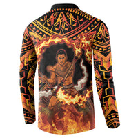 Samoa Siva Afi Dance Fireknife Button Sweatshirt Samoan Tribal Motif Dancing in the Fire LT9 - Polynesian Pride