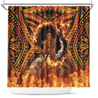 Samoa Siva Afi Dance Fireknife Shower Curtain Samoan Tribal Motif Dancing in the Fire LT9 Red - Polynesian Pride