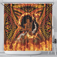 Samoa Siva Afi Dance Fireknife Shower Curtain Samoan Tribal Motif Dancing in the Fire LT9 - Polynesian Pride