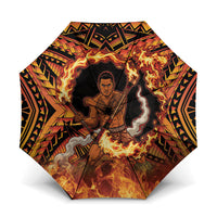 Samoa Siva Afi Dance Fireknife Umbrella Samoan Tribal Motif Dancing in the Fire LT9 One Size Folded 11.42 inch Opened Diameter 37.4 inch Red - Polynesian Pride