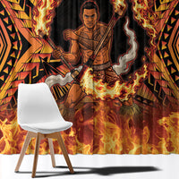 Samoa Siva Afi Dance Fireknife Window Curtain Samoan Tribal Motif Dancing in the Fire LT9 - Polynesian Pride