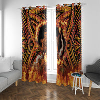 Samoa Siva Afi Dance Fireknife Window Curtain Samoan Tribal Motif Dancing in the Fire LT9 With Grommets Red - Polynesian Pride