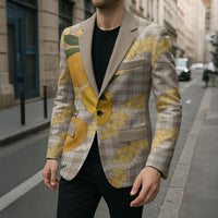 Maku'e Hawaiian Mango Palaka Blazer Aloha Hibiscus Pikake Lei LT9 - Polynesian Pride