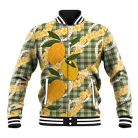Uliuli Ahiahia Hawaiian Mango Palaka Baseball Jacket Aloha Hibiscus Pikake Lei LT9 Unisex Sage Green - Polynesian Pride