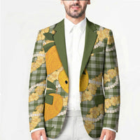 Uliuli Ahiahia Hawaiian Mango Palaka Blazer Aloha Hibiscus Pikake Lei LT9 - Polynesian Pride